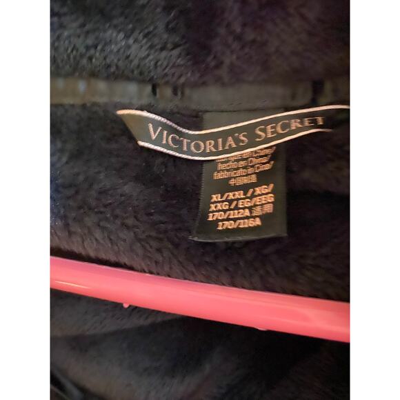 Victorias Secret Black Plush Robe Womens XL Soft Velour Tie Waist - Picture 5 of 7